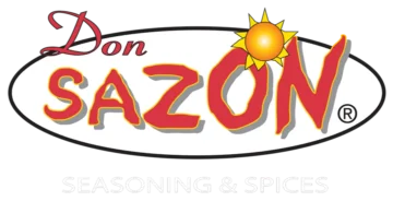 Don Sazón logo featuring vibrant spices and seasonings with a warm sun emblem.